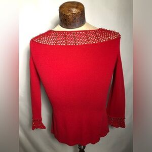 Women’s Red Knit Top with Gold Studs. Medium. Like New.